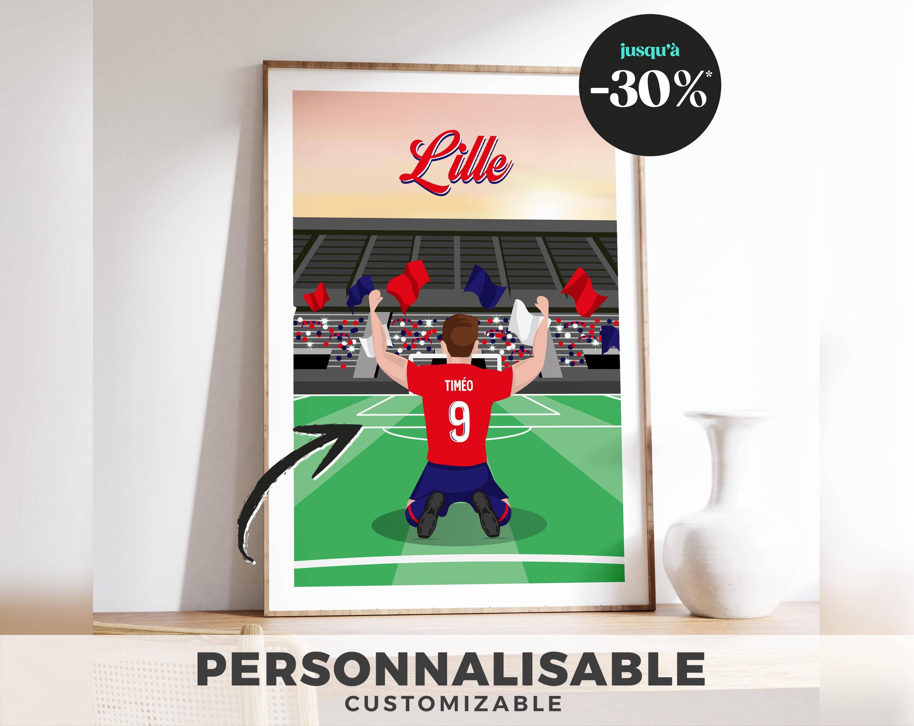 LILLE poster to PERSONALIZE: Football with first name and number of your choice / Personalized gift / Birthday / Christmas / Boy / Girl