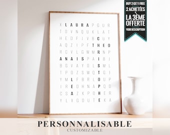 Affiche A PERSONNALISER - Mots cachés avec les mots de votre choix