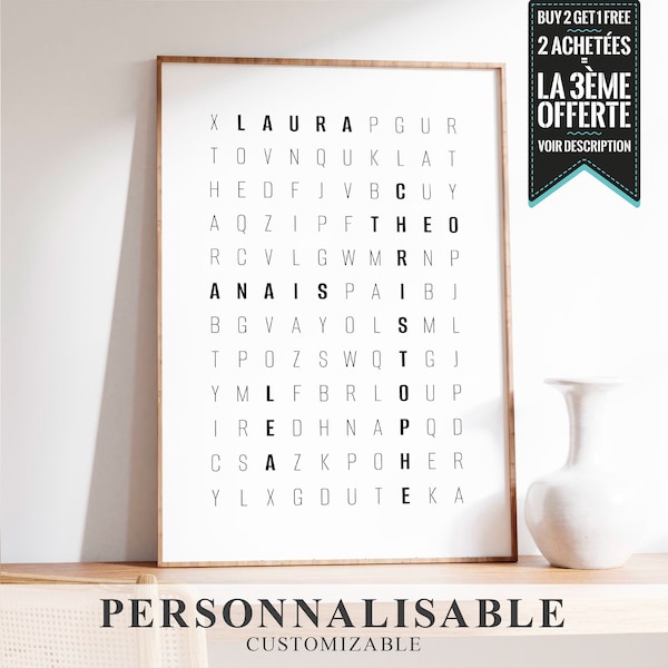 Poster TO PERSONALIZE - Hidden words with the words of your choice