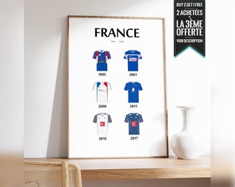 Affiche - Handball Maillots des 6 titres de champions du Monde de l'équipe de France