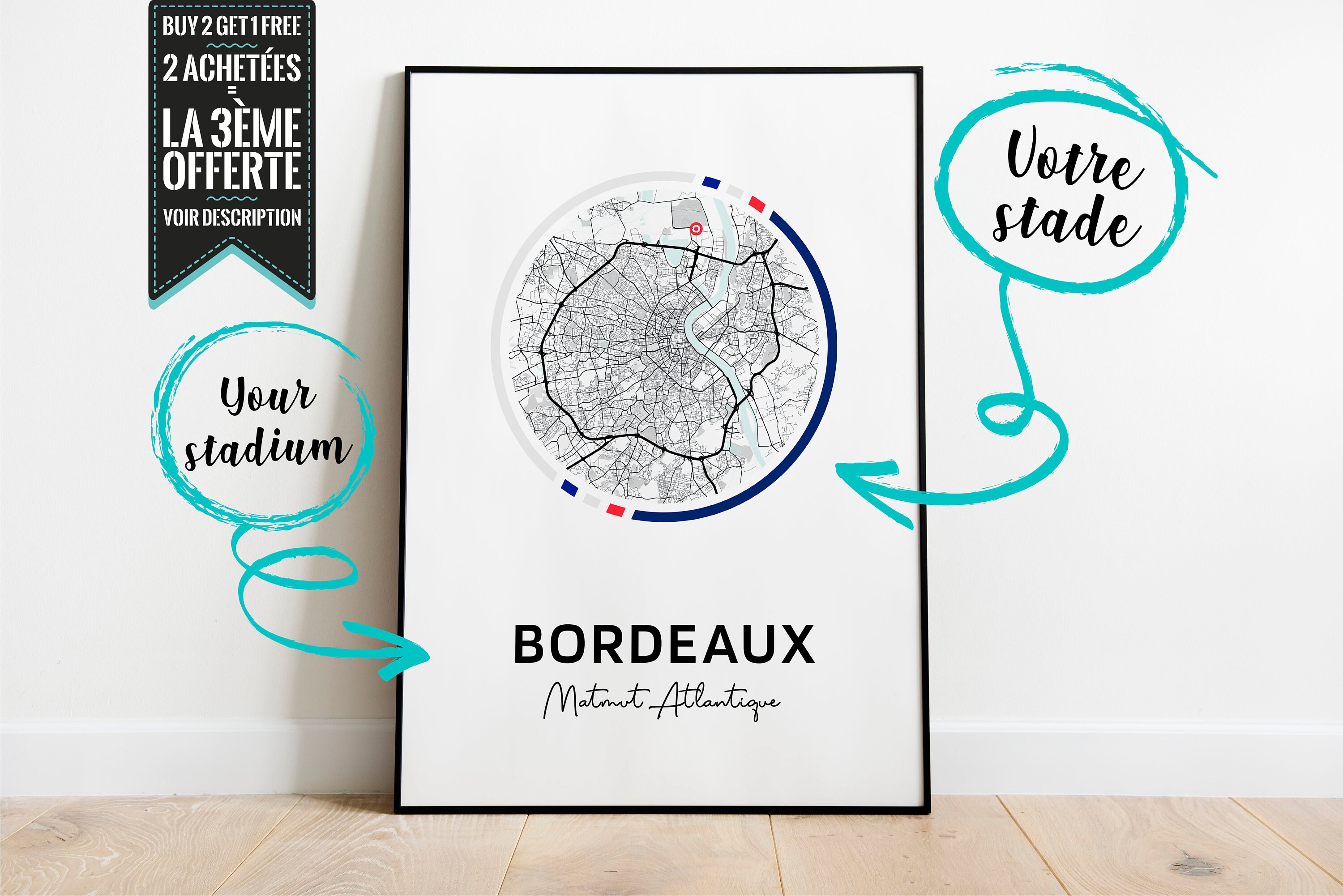 Affiche Décorative - Plan de Stade Matmut Atlantique Bordeaux