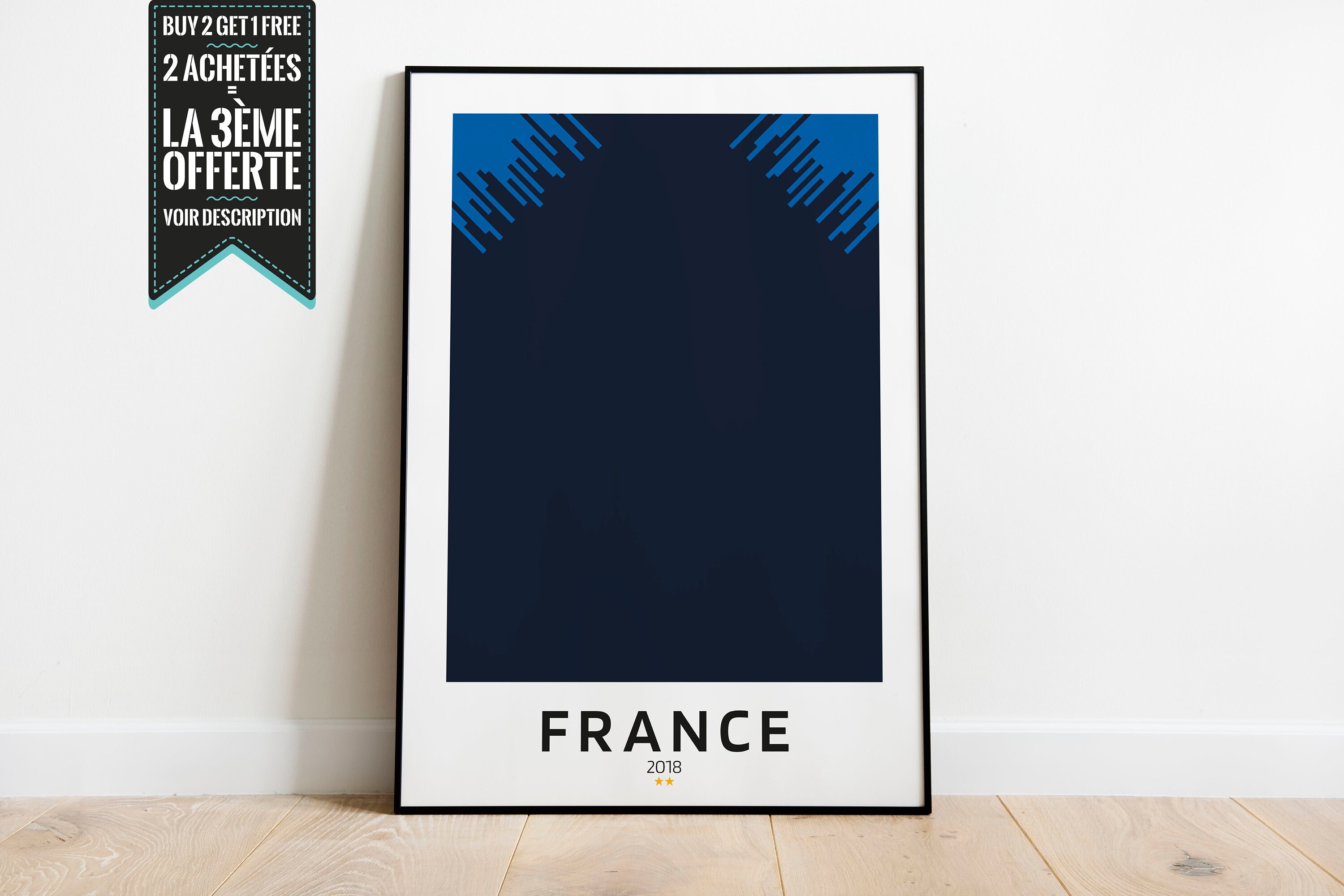 Affiche Décorative - Maillot Minimaliste Football France Coupe Du Monde 2018