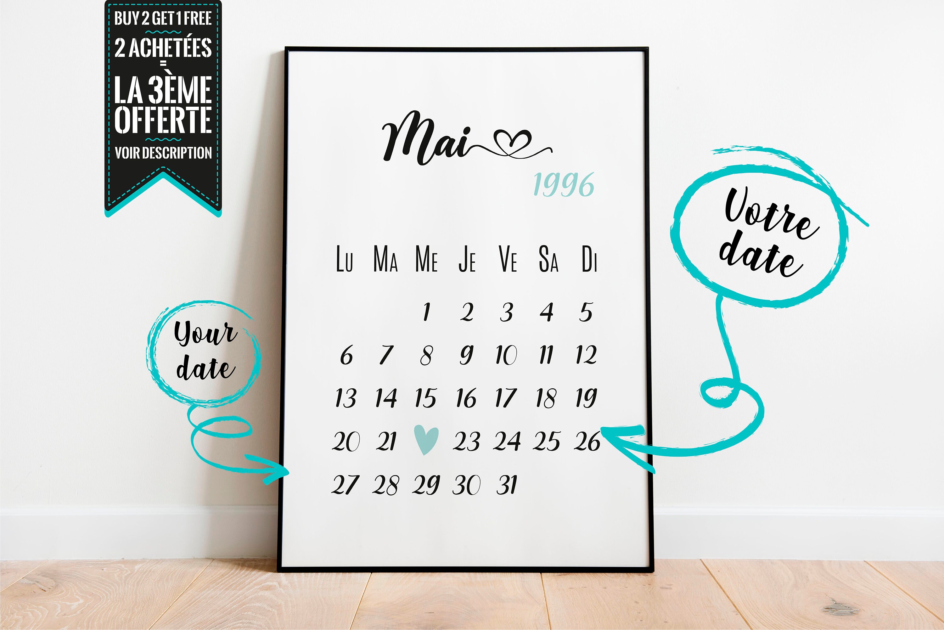 Affiche Décorative à Personnaliser, Calendrier