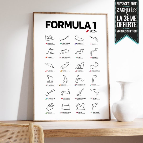 Affiche décorative - Calendrier F1 2024