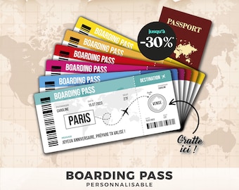 Carta d'imbarco gratta/Carta d'imbarco/Biglietto aereo da personalizzare/Regalo personalizzato/Idea regalo/Viaggio/Sorpresa