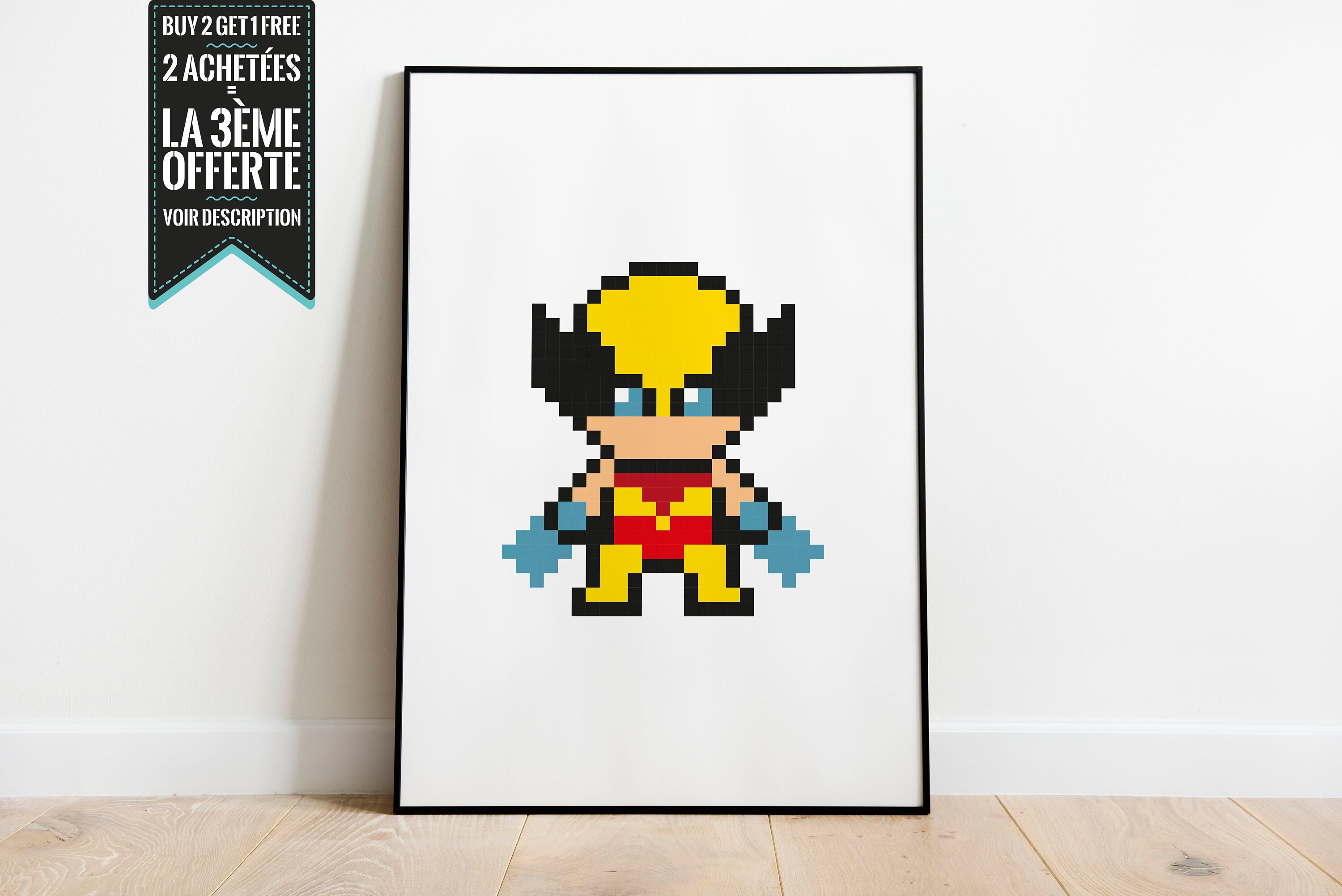 Affiche Décorative/Poster Wolverine Super Héro Pixel Art
