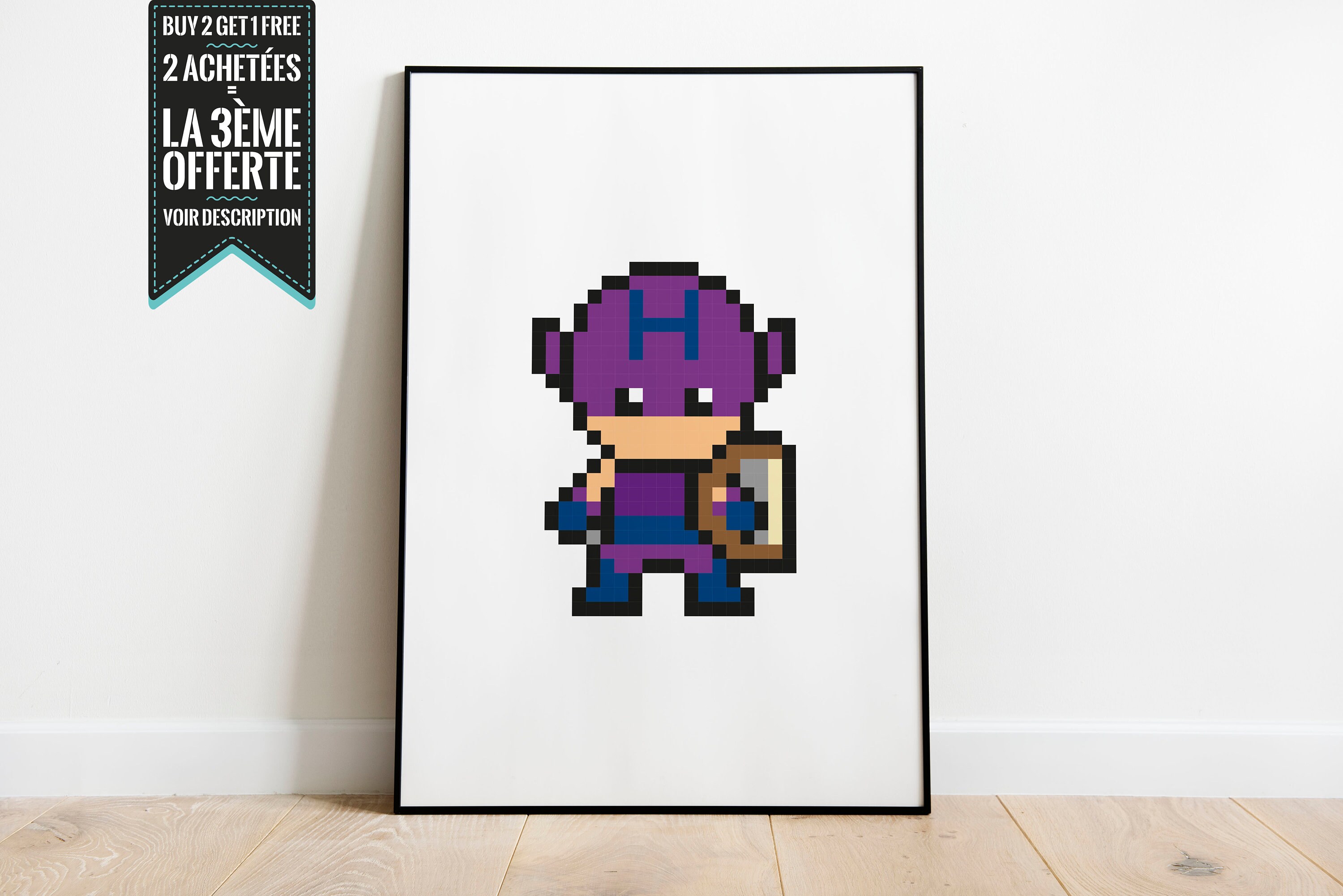 Affiche Décorative/Poster Hawkeye Super Héro Pixel Art