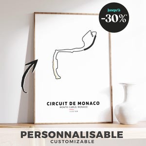 Monaco Circuit Poster – F1 Poster, minimalist illustration of the legendary track, wall decoration for Formula 1 fans