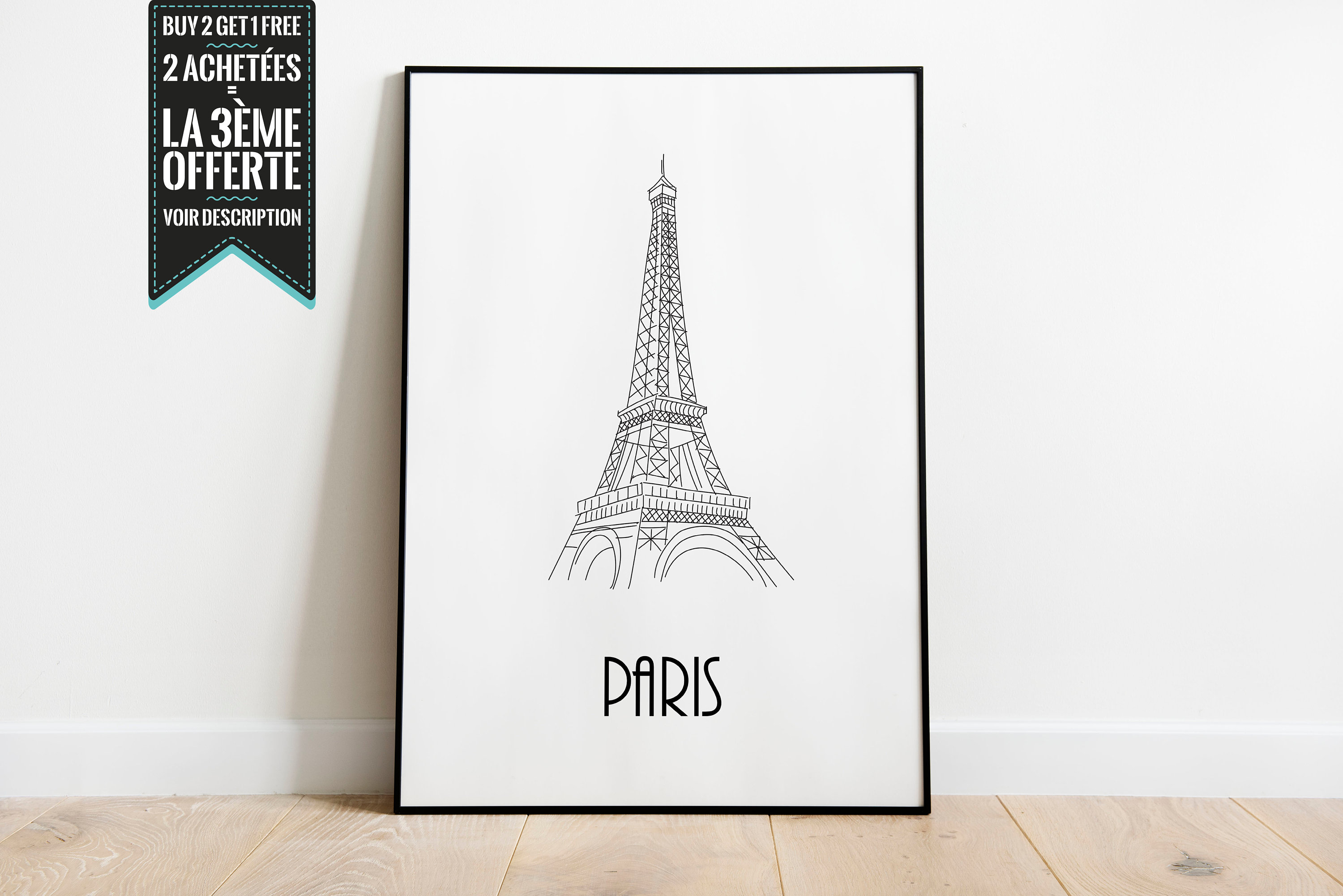 Affiche Décorative Minimaliste - Dessin Tour Eiffel Paris