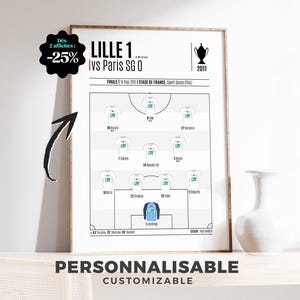 Affiche Feuille de Match Finale Coupe de France de Football 2011 - Victoire de Lille contre Paris