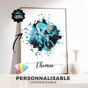 Affiche Cyclisme personnalisée – Illustration d’un(e) jeune cycliste en action, Idée cadeau originale
