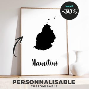 Affiche Carte de l'Ile Maurice / Illustration, décoration et cadeau unique pour voyageurs et amoureux de l'île