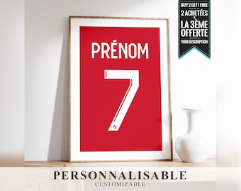 Affiche A PERSONNALISER : RENNES Flocage maillot football avec prénom et numéro au choix