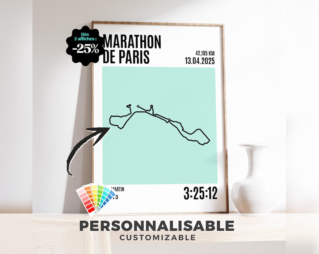 Running Path Poster Personalized Running Trail Poster - Add Name, Distance, Route and Date ...