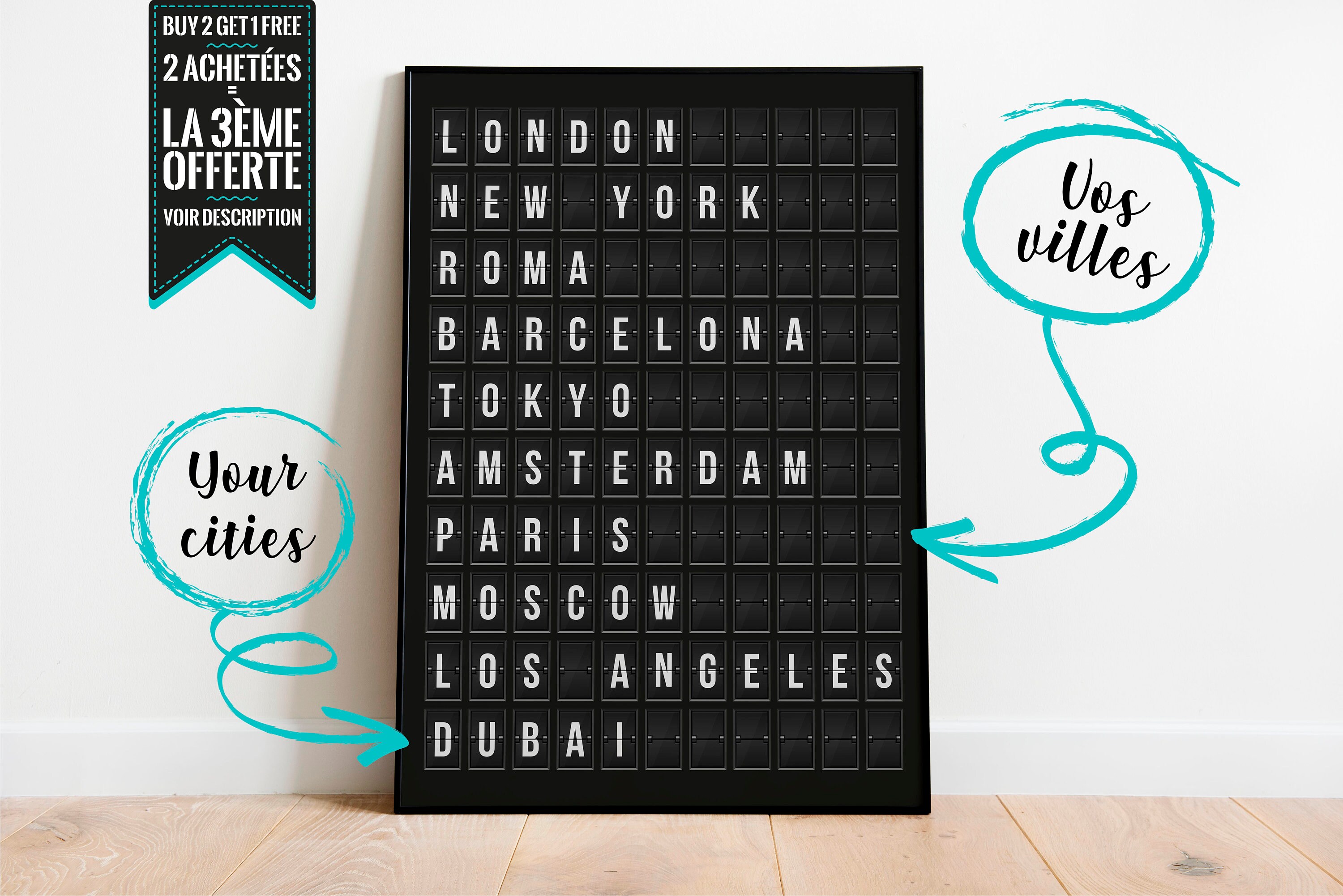 A Personnaliser Affiche Décorative - Style Affichage Aéroport Pour Répertorier Vos Voyages