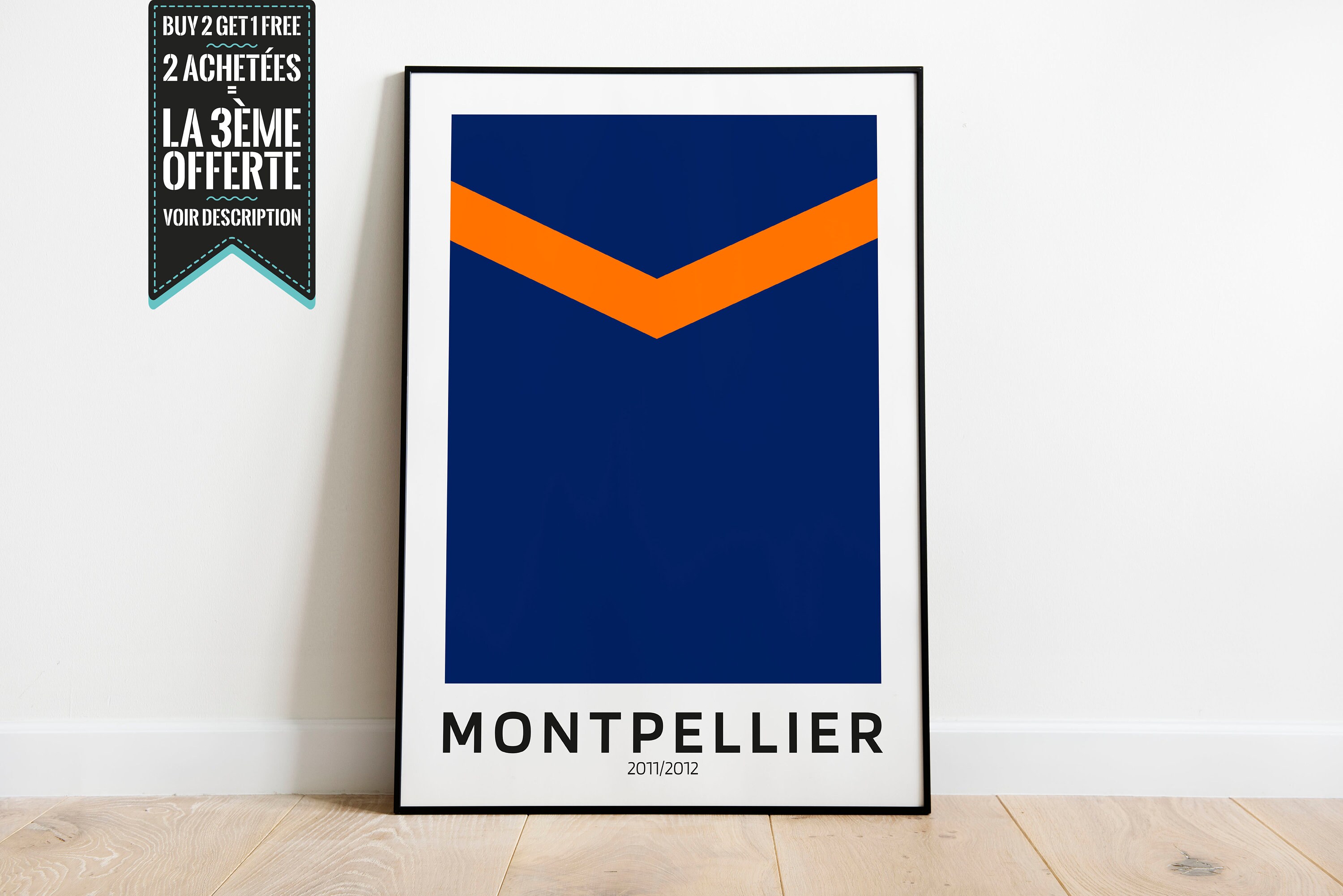 Affiche Décorative - Maillot Minimaliste Montpellier Hsc Champions de France 2011/2012