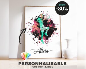 Poster Basket Personnalisé Avec Prénom Et Numéro - Affiche Déco Cadeau Pour Fille Fan De Basketball
