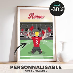 Poster RENNES para PERSONALIZAR: Futebol com nome e número à sua escolha / Presente Personalizado / Aniversário / Natal / Menino / Menina