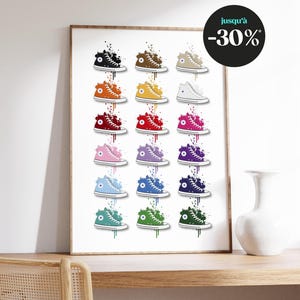 Converse Sneakers Poster, Colorful Sneakers Illustration, Urban Style, Wall Decor for Fashion and Sneakers Lovers
