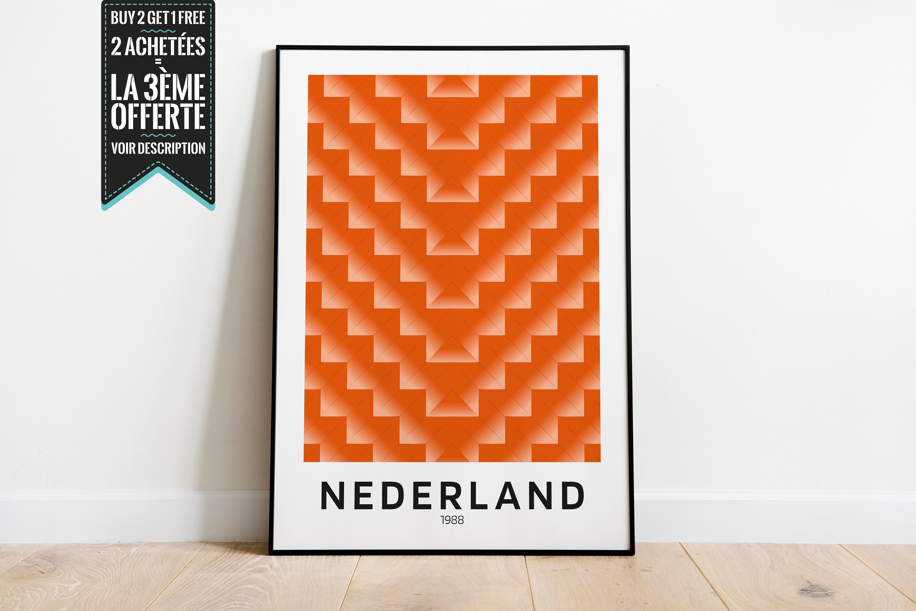 Affiche Décorative - Maillot Minimaliste Pays-Bas Nederland Euro 1988