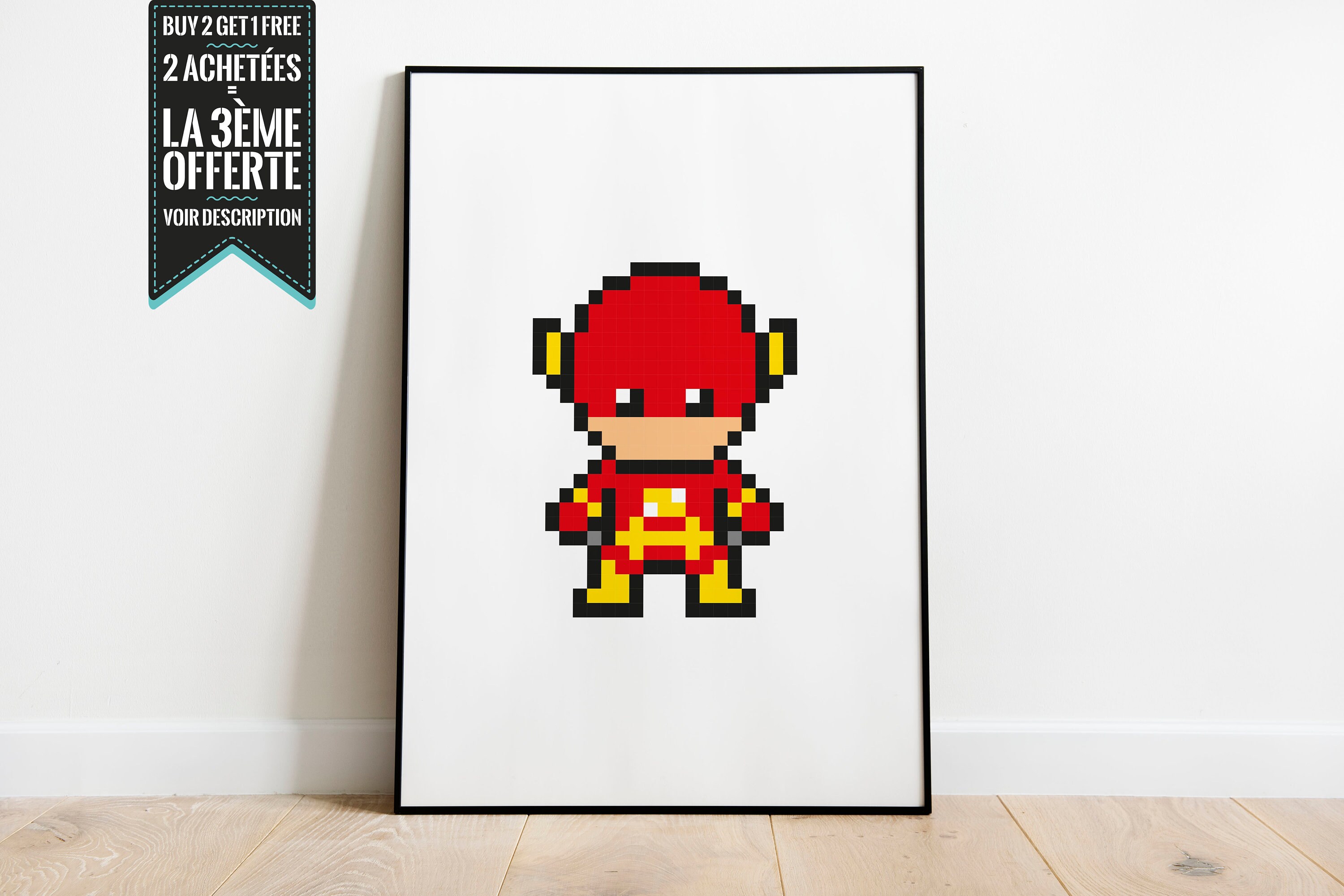 Affiche Décorative/Poster Flash Super Héro Pixel Art