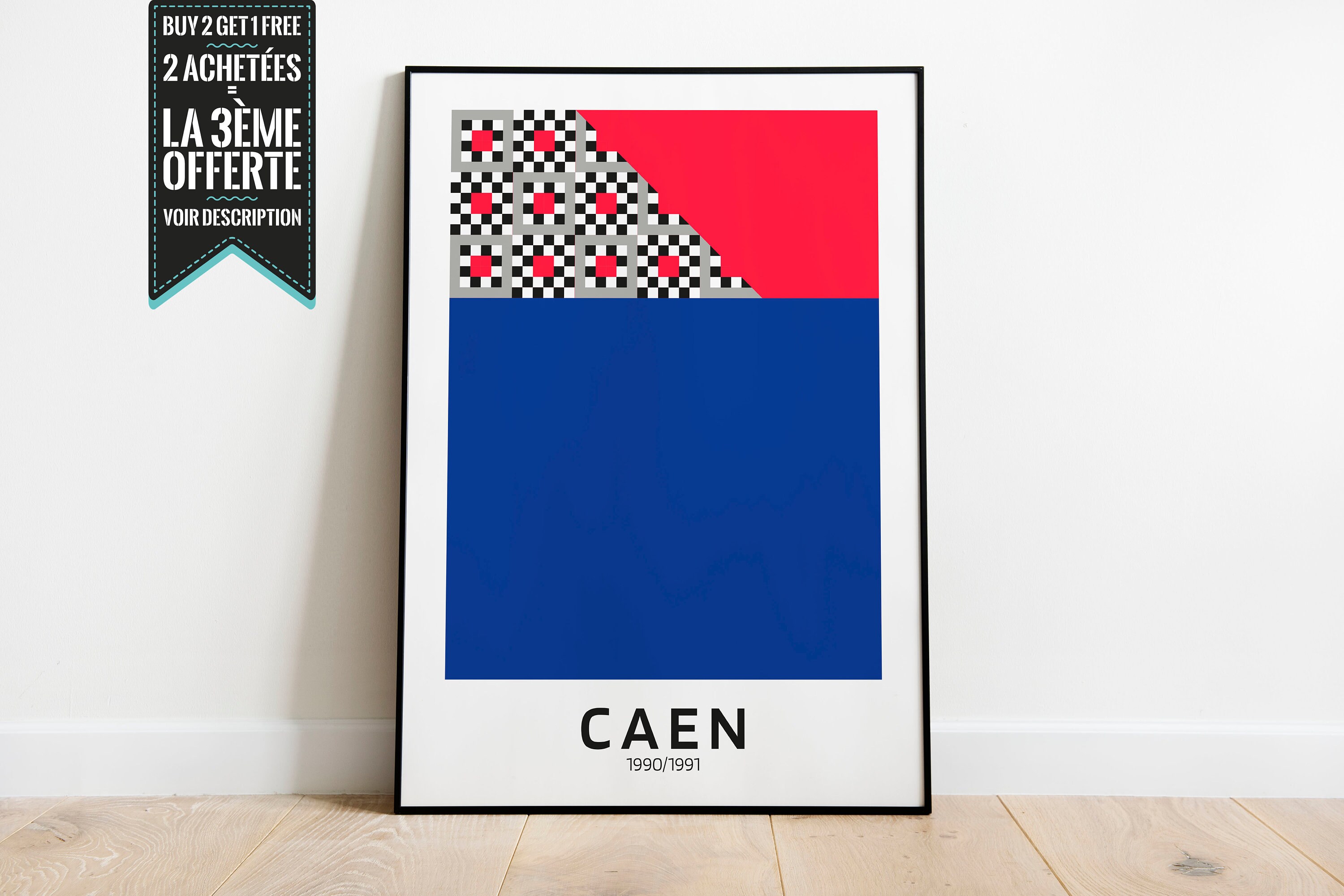 Affiche Décorative - Maillot Minimaliste Football Sm Caen Saison 1990 1991