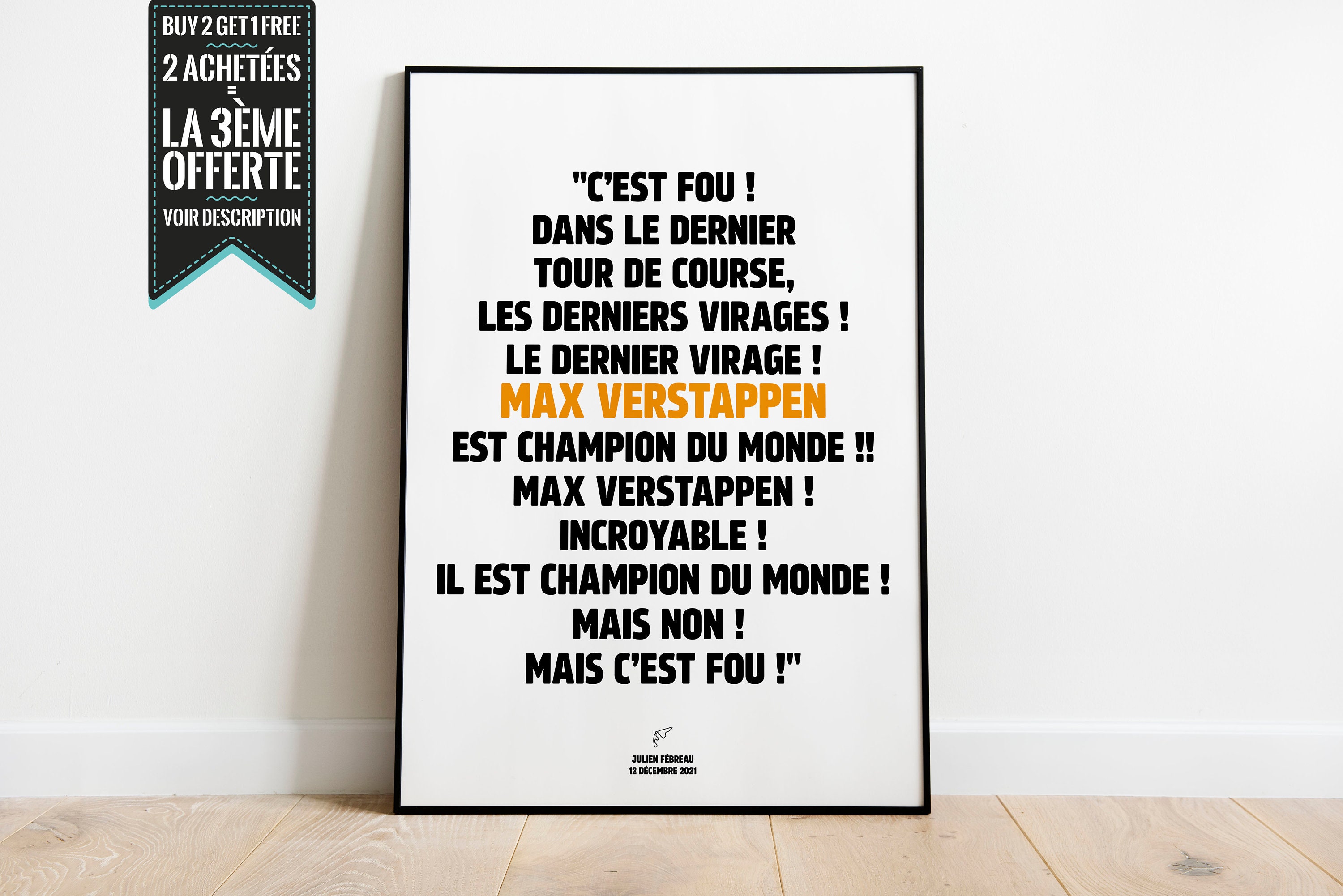 Affiche Décorative - F1 Julien Fébreau Max Verstappen Champion Du Monde