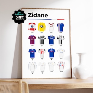 Zidane-Poster – Die Entwicklung seiner Trikots und Erfolge, eine Hommage an die Legende des Weltfußballs