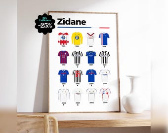 Plakat Zidane’a – ewolucja jego koszulek i osiągnięć, hołd dla legendy światowego futbolu
