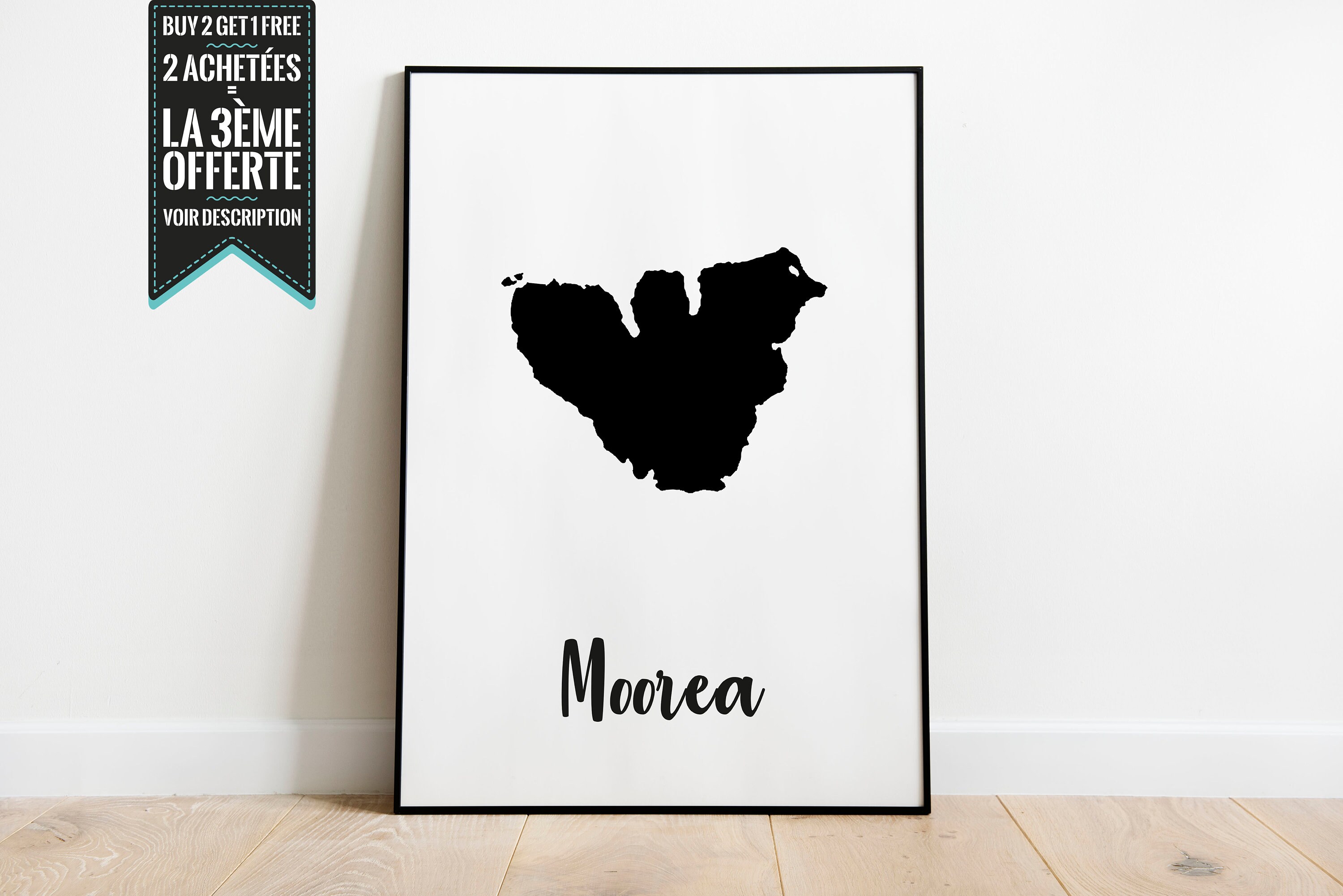 Affiche Décorative - Carte de Moorea Polynésie