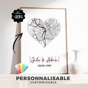 Poster personalizzabile per coppie, riunioni, mappa della città, regalo unico per San Valentino, anniversario o matrimonio