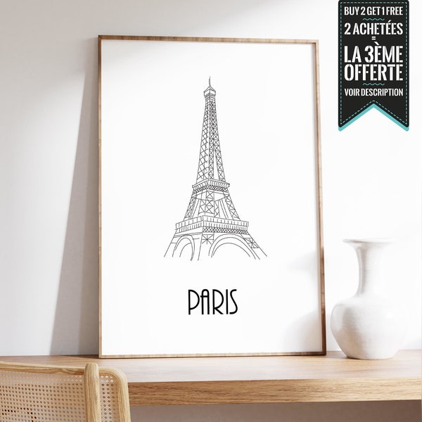 Affiche - Dessin Tour Eiffel Paris