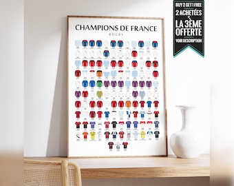 Affiche - Maillots de tous les Champions de France de Rugby