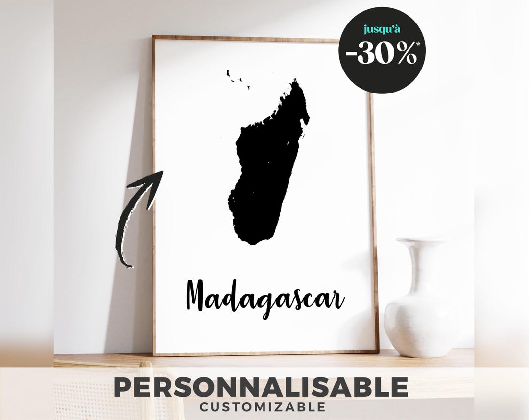 Madagascar Map Poster – Minimalist Wall Decor Poster, Modern Geographic ...