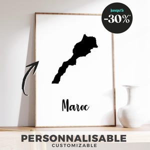 Affiche Carte du Maroc / Illustration, déco murale moderne pour maison, bureau ou cadeau personnalisé