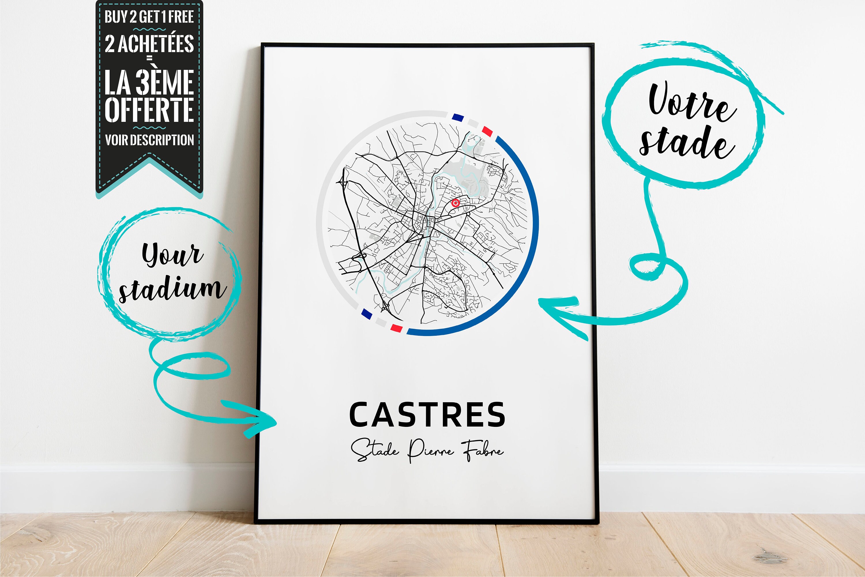 Affiche Décorative - Plan de Stade Pierre Fabre Castres