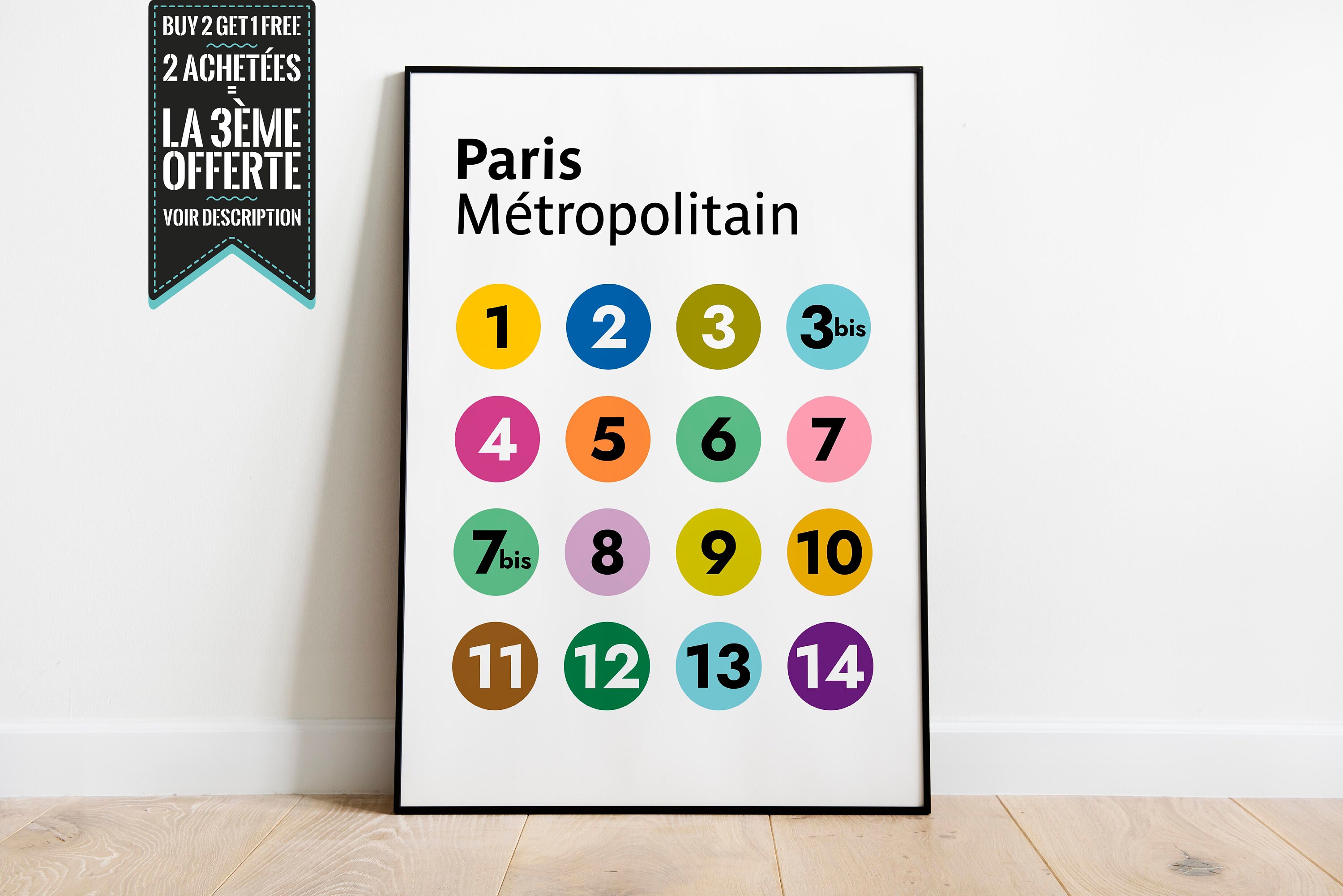 Affiche Décorative - Style Plan de Metro Paris
