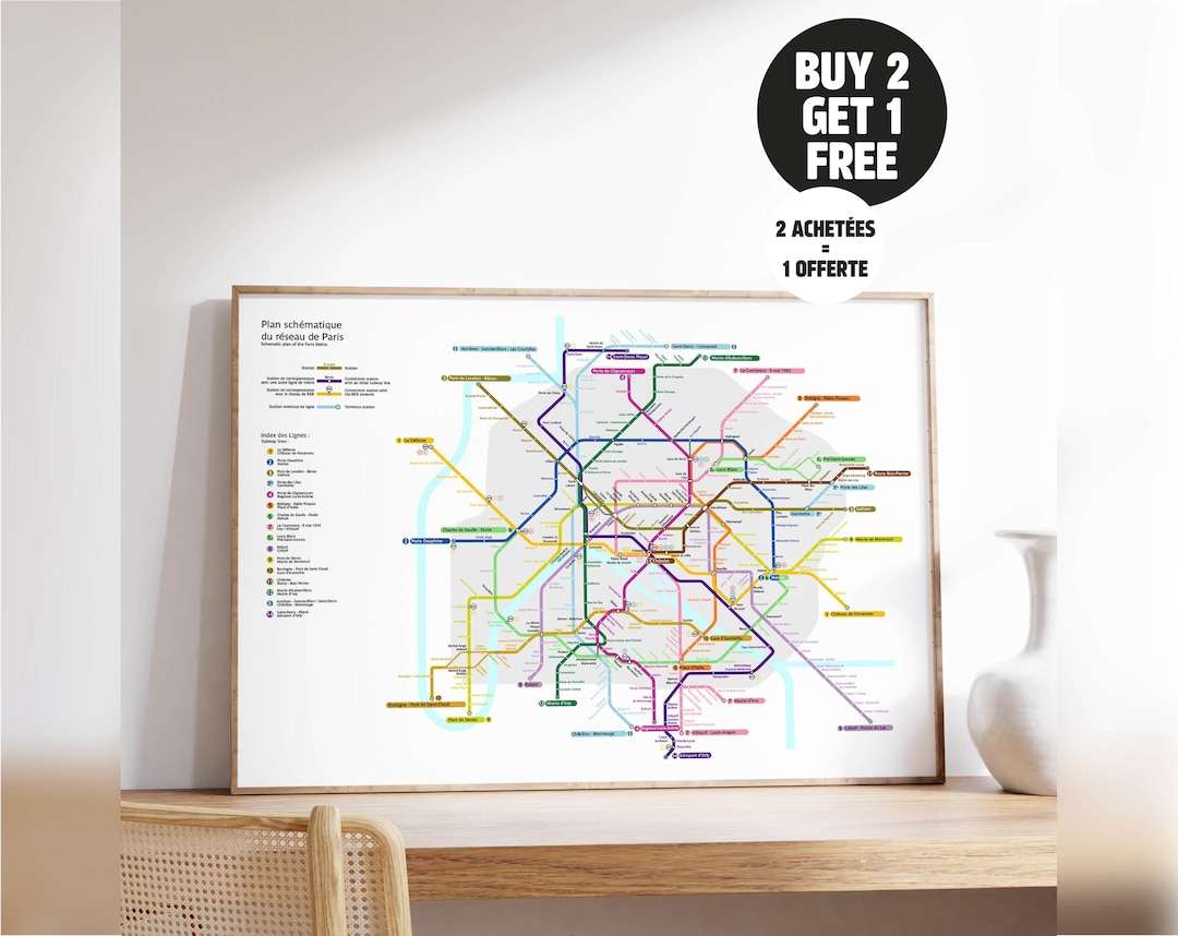 Affiche Plan De M tro Paris Etsy France affiche-plan-de-m-tro-paris-etsy-france
