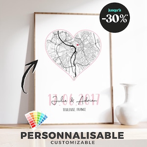 Personalized Couple Poster - Meeting Place, First Names and Date, Unique Gift for Valentine's Day, Anniversary or Wedding