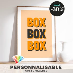 Poster F1 &quot;Box Box Box&quot; - Replica iconica dei box, disponibile nei colori di tutti i 10 team per gli appassionati di Formula 1