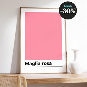 Affiche minimaliste cyclisme – Maillot rose du vainqueur du Giro d'Italia, décoration vélo, cadeau fan de cyclisme