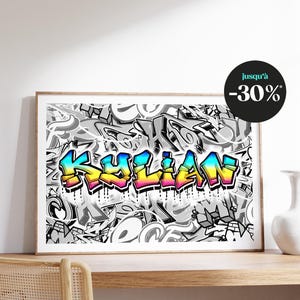 Poster personalizzato con nome in stile graffiti – Poster unico per la decorazione murale urbana