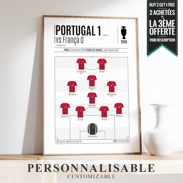 Affiche - "Feuille de match" Euro de football : Finale 2016 PORTUGAL - France