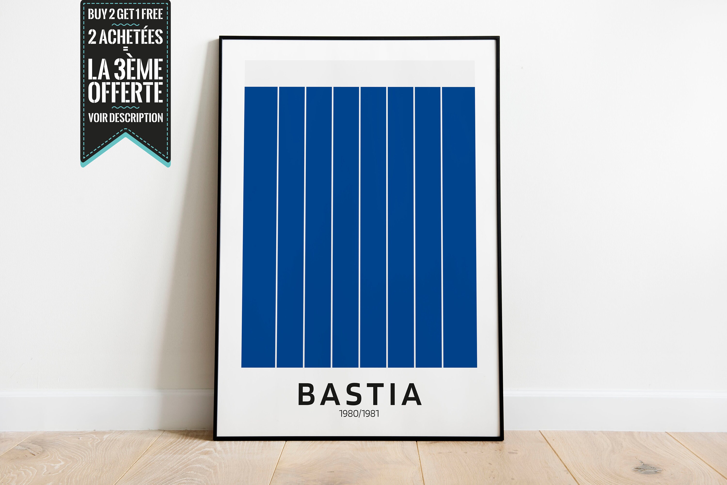 Affiche Décorative - Maillot Minimaliste Sc Bastia Coupe de France 1981