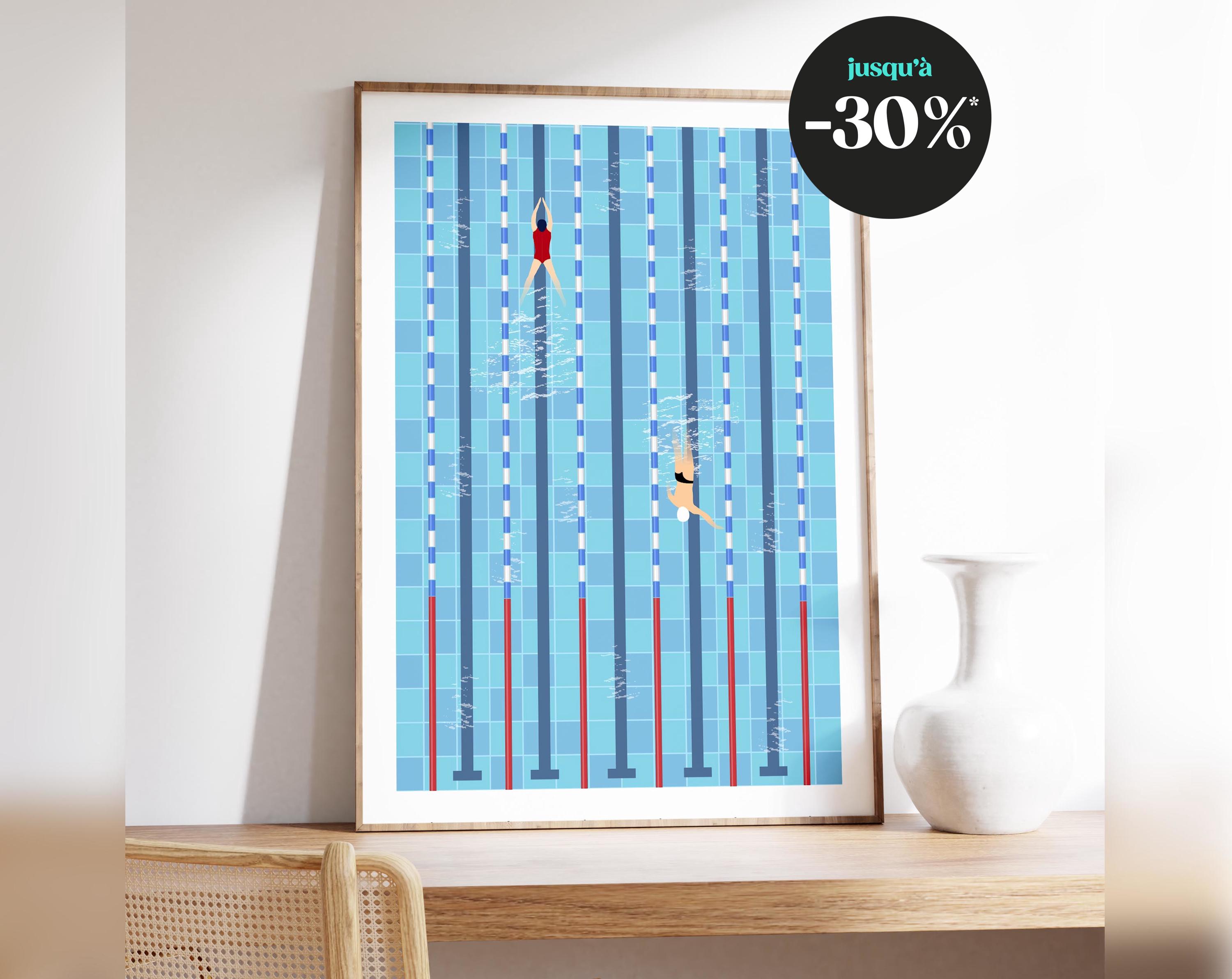 Olympic Swimming Pool Poster - Minimalist Illustration for Swimming Enthusiasts, Sports Wall Decor, Gift for Swimmers and Pool Lovers