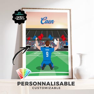 Poster personalizzabile del Caen: calcio con nome e numero a scelta