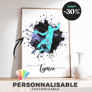 Póster BALONMANO (Niño) para PERSONALIZAR / Ilustración deportiva moderna, decoración de pared para aficionados, regalo de cumpleaños o Navidad