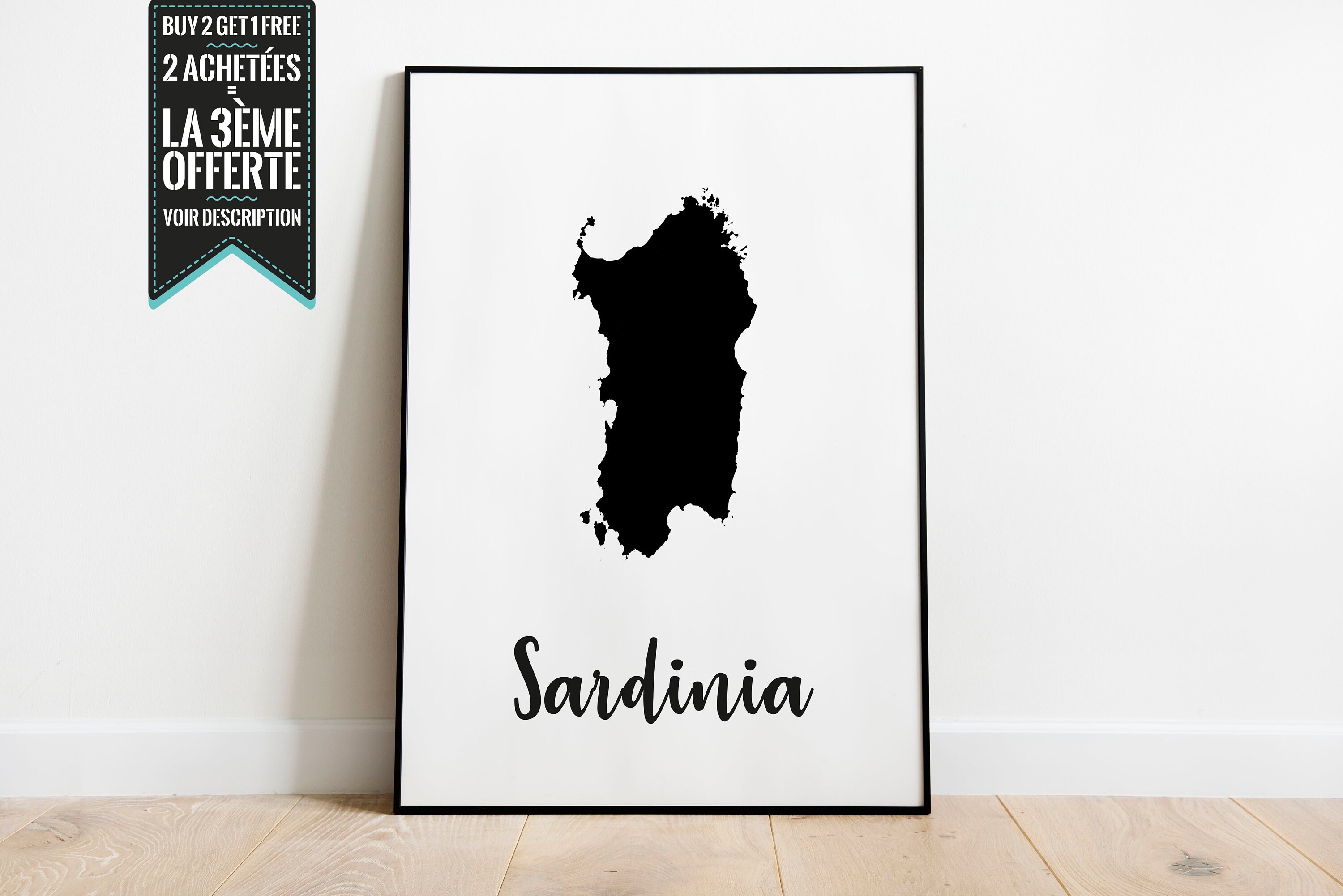 Affiche Décorative - Carte de La Sardaigne