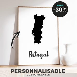 Affiche Carte du Portugal - Illustration détaillée et moderne, décoration unique pour passionnés de voyage et d'Espagne