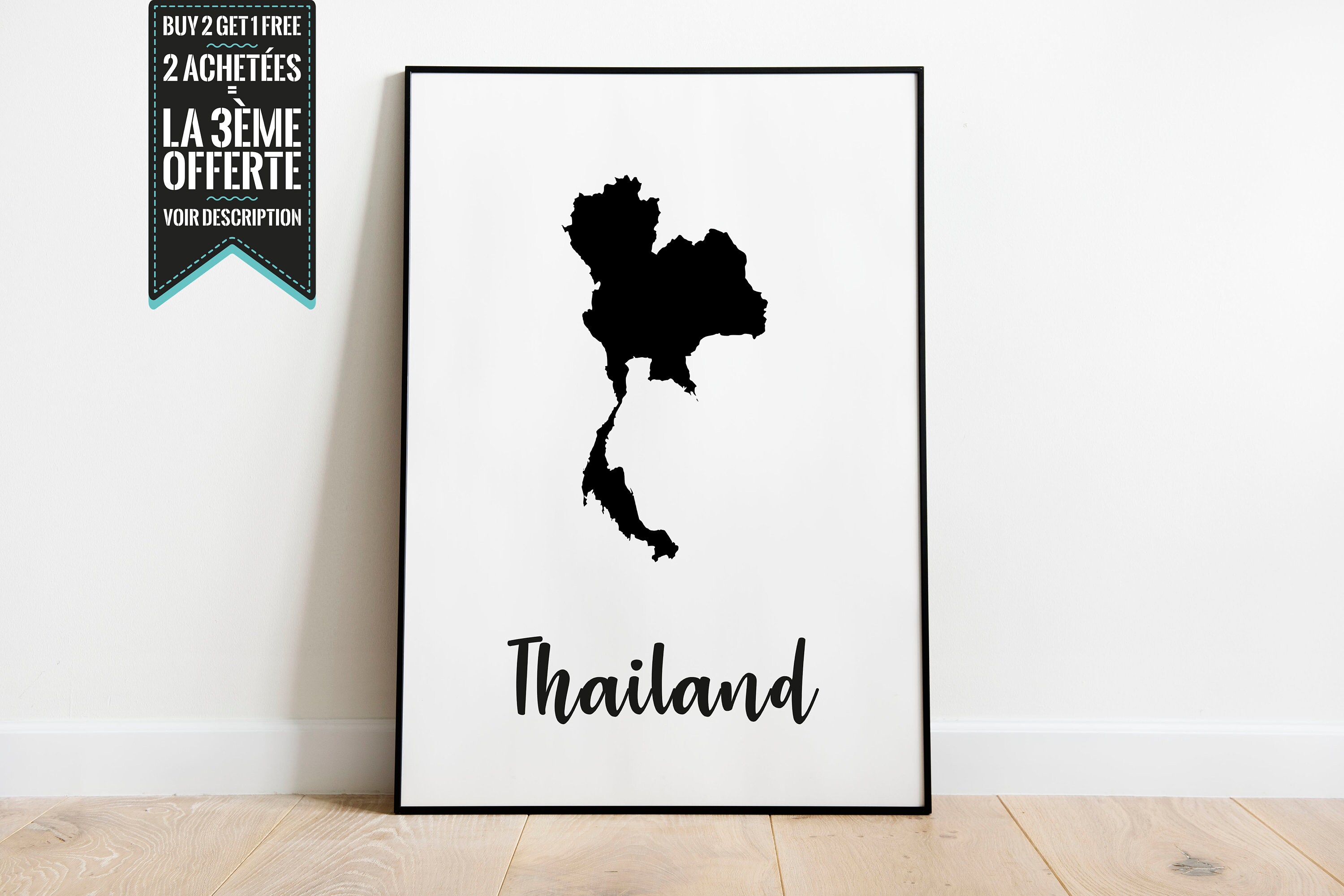 Affiche Décorative - Carte de La Thaïlande